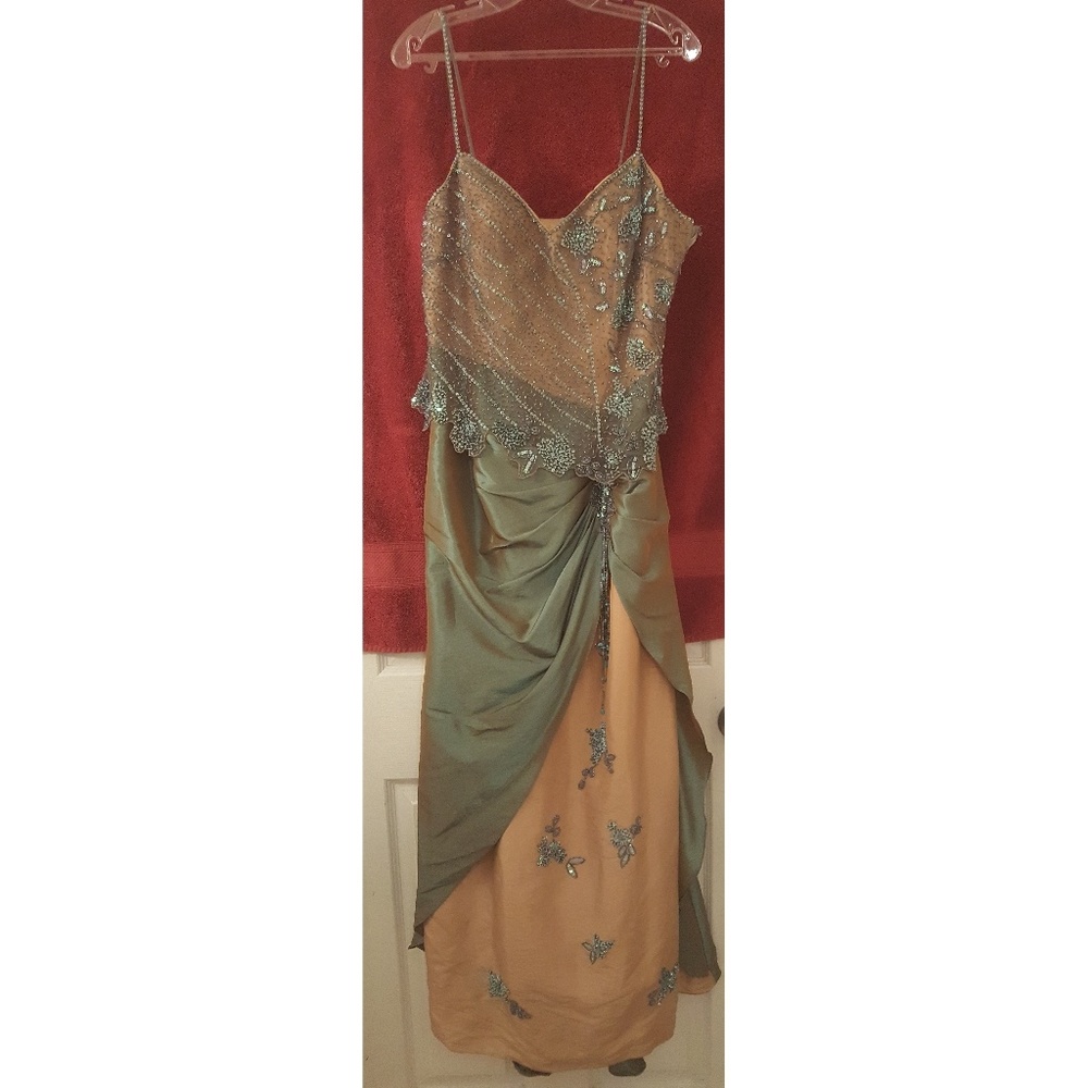 Two color long beaded dress